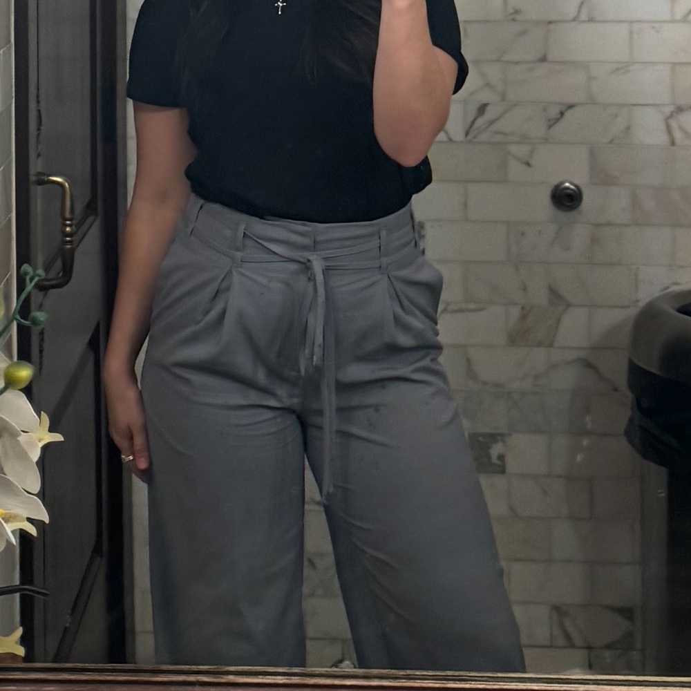 High waisted wrap tie trousers